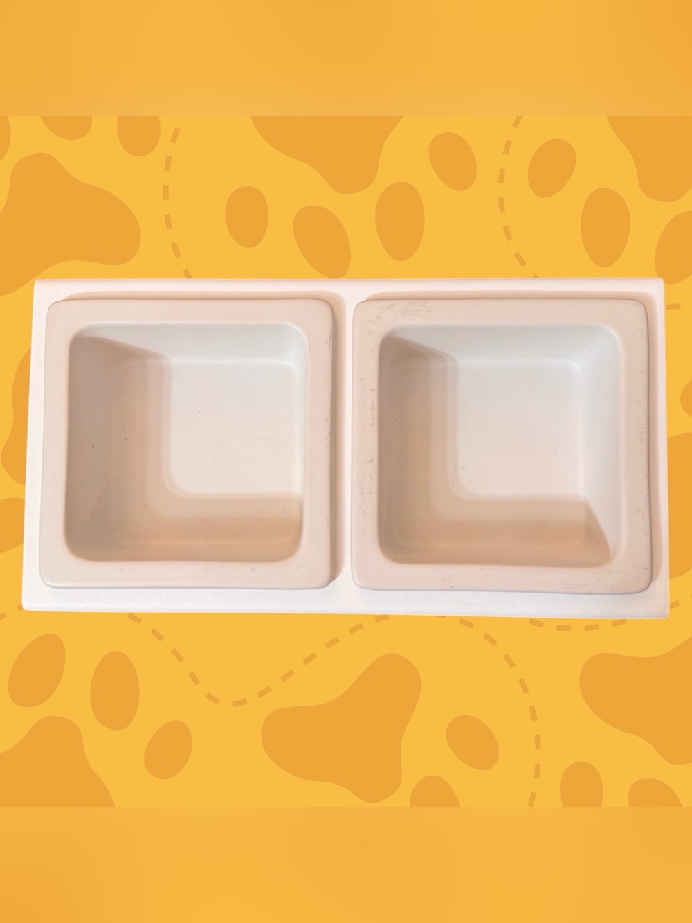 YAMAZAKI Dog/Cat Pet Food Bowl - Steel + Ceramic White